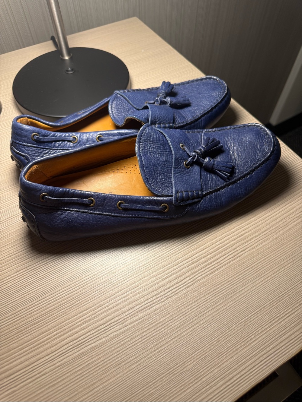 Zara Man Blue Leather Tassel Driving Loafers Moccasins EU 43 US 10 Portugal
